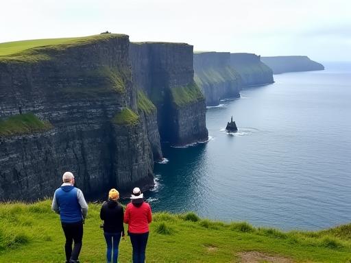 Visitors enjoying the view at the Cliffs of Moher